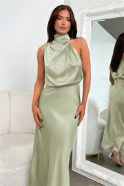 Carlina | Vestido Longo de Seda com Decote Halter