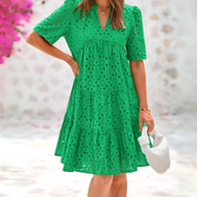Mia - Vestido Elegante com Babados de Renda