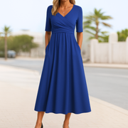 Lina – Vestido Elegante com Decote Cruzado