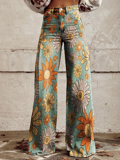 CIRILLA | Calças Palazzo Estampadas com Motivo Floral Vintage