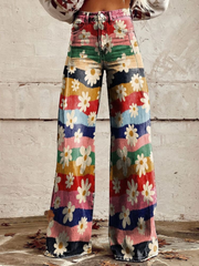 LÉON | Calças Retro Florais Elegantes e Confortáveis