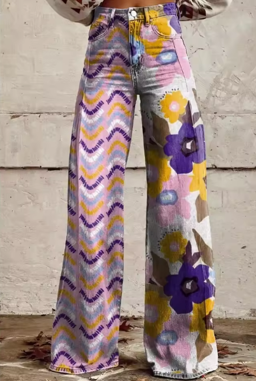 ISADORA | Calças Boho Estampadas com Cintura Alta e Conforto Artístico para Festival