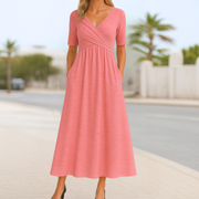Lina – Vestido Elegante com Decote Cruzado