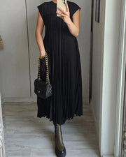 Amelia - Sem mangas com pregas Vestido