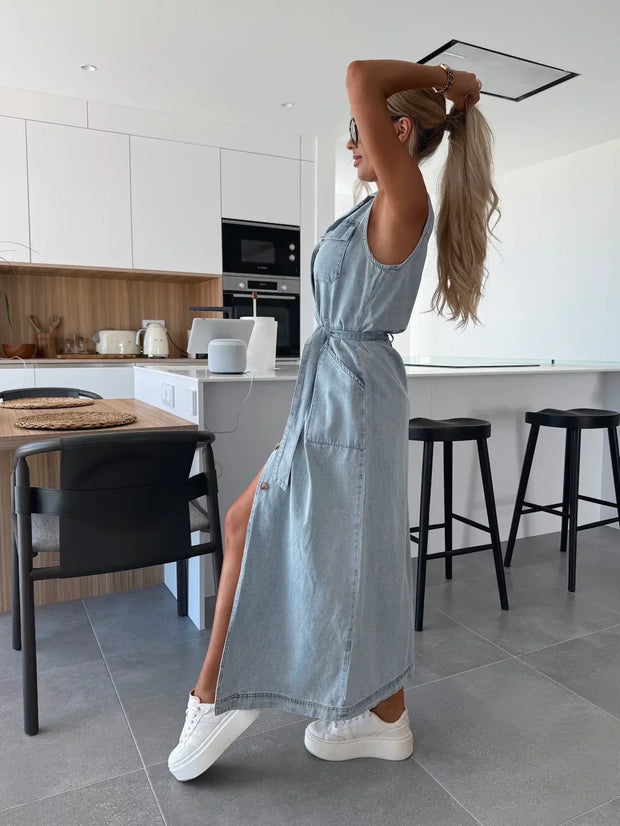 Jane – Vestido Comprido de Ganga