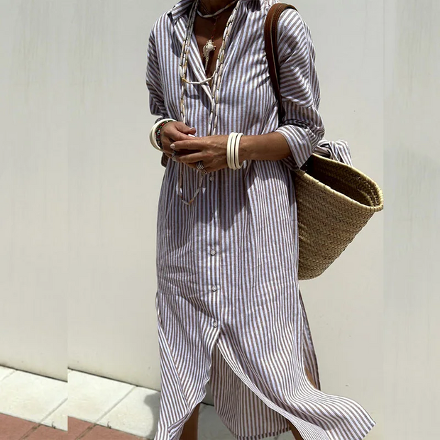 Genova – Vestido-Camisa às Riscas