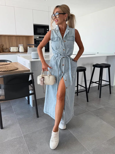 Jane – Vestido Comprido de Ganga