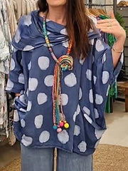 Blusa Tanith — Modelo Relaxado com Manga 3/4 e Gola Drapeada