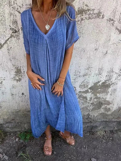 Rozalyn - Longo Vestido de Algodão e Linho Leve