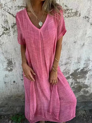 Rozalyn - Longo Vestido de Algodão e Linho Leve