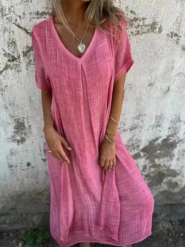 Rozalyn - Longo Vestido de Algodão e Linho Leve