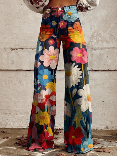 LÉNA | Calças largas florais elegantes e modernas