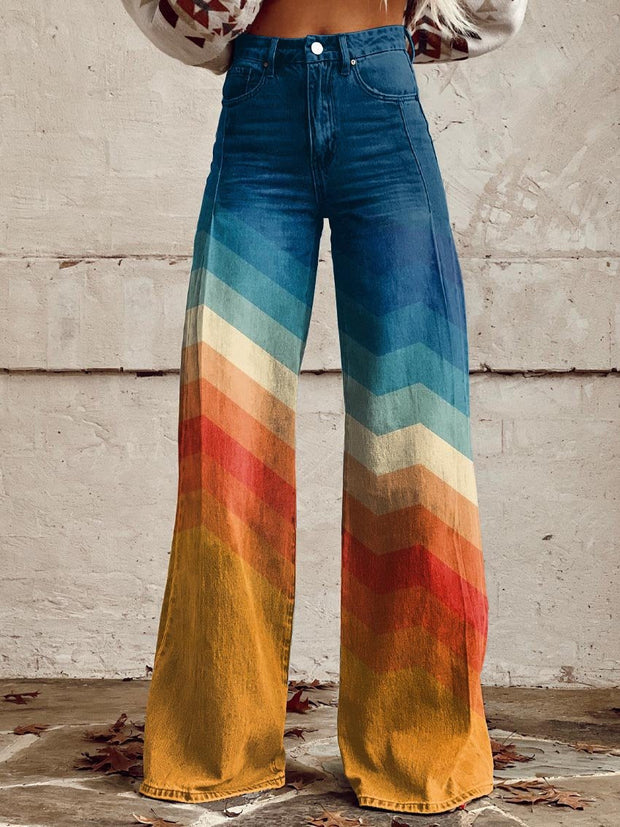 LÉA | Calças Retro de Zigzag Elegantes e Modernas