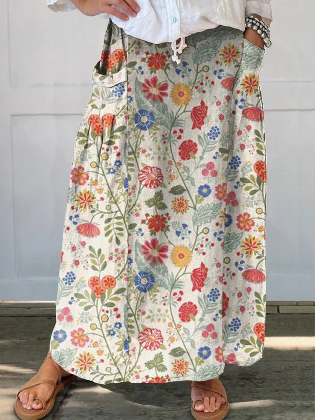 Uvella - Camisa Pastoral Floral de Algodão e Linho