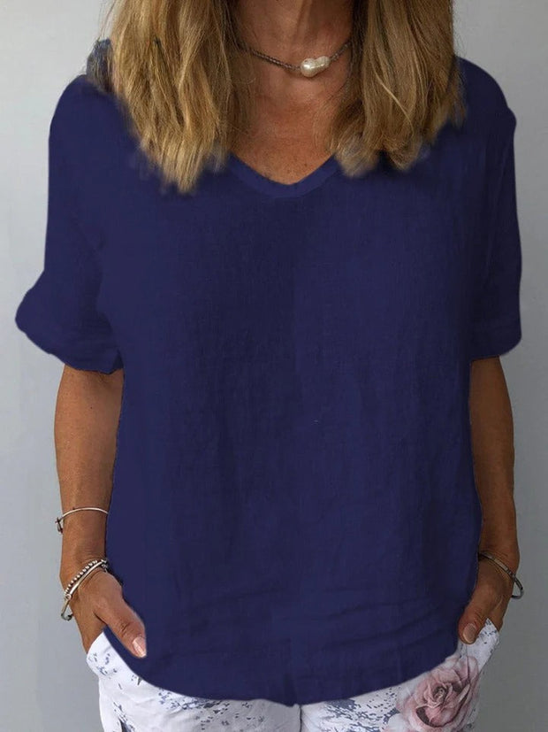 Illyria - Blusa Confortável de Algodão e Linho para Uso Diário