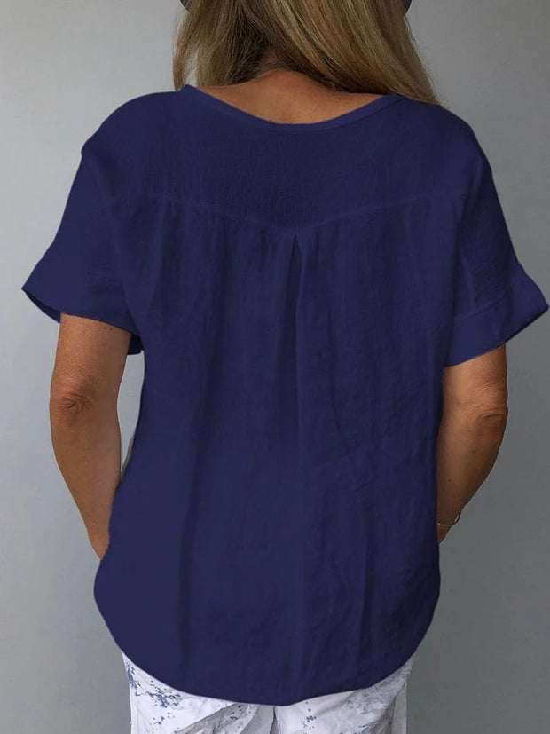 Illyria - Blusa Confortável de Algodão e Linho para Uso Diário