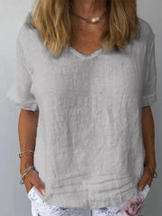 Illyria - Blusa Confortável de Algodão e Linho para Uso Diário
