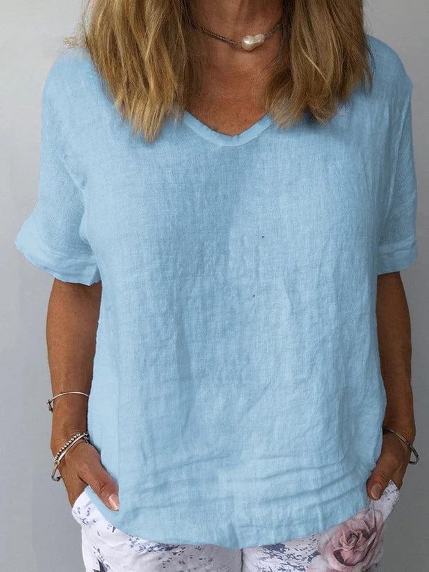 Illyria - Blusa Confortável de Algodão e Linho para Uso Diário