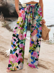Odelia - Camisa de Algodão Linho com Estampa Floral colorida