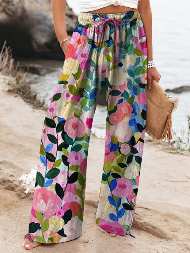 Odelia - Camisa de Algodão Linho com Estampa Floral colorida