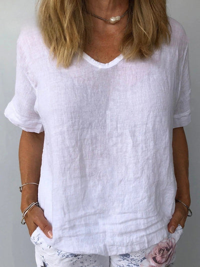 Illyria - Blusa Confortável de Algodão e Linho para Uso Diário