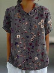 Nerys - Saia de Linho com Bolso e Estampa de Flores Elegante